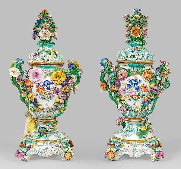 Two magnificent monumental potpourri vases.