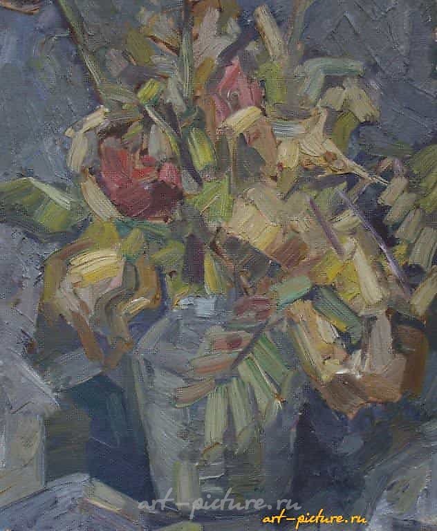 Dry flowers. MDF, oil. 42 x 36 cm.