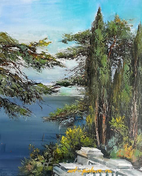 Вид с балкона масло,холст