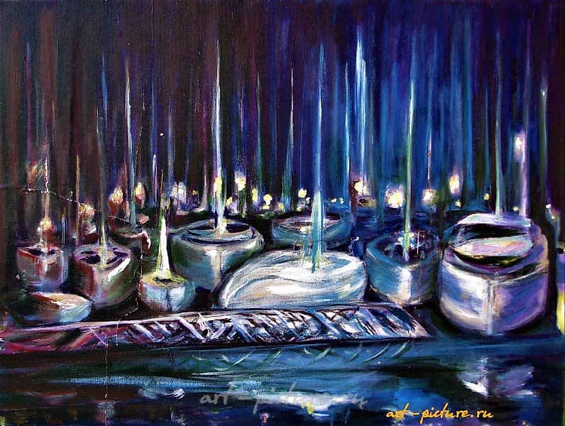 Лодки масло, холст