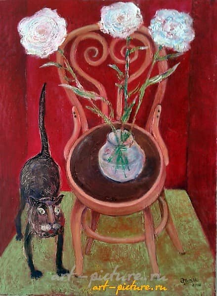 .cat and flowers xolst maslo