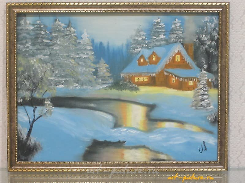 Домик в лесу холст, масло