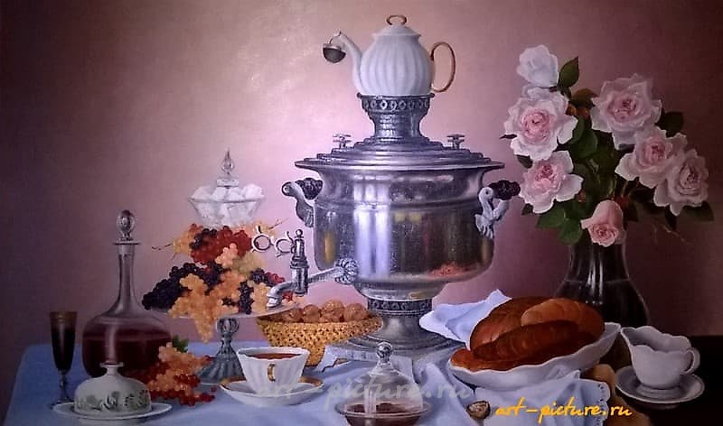 Натюрморт с самоваром Холст масло 
