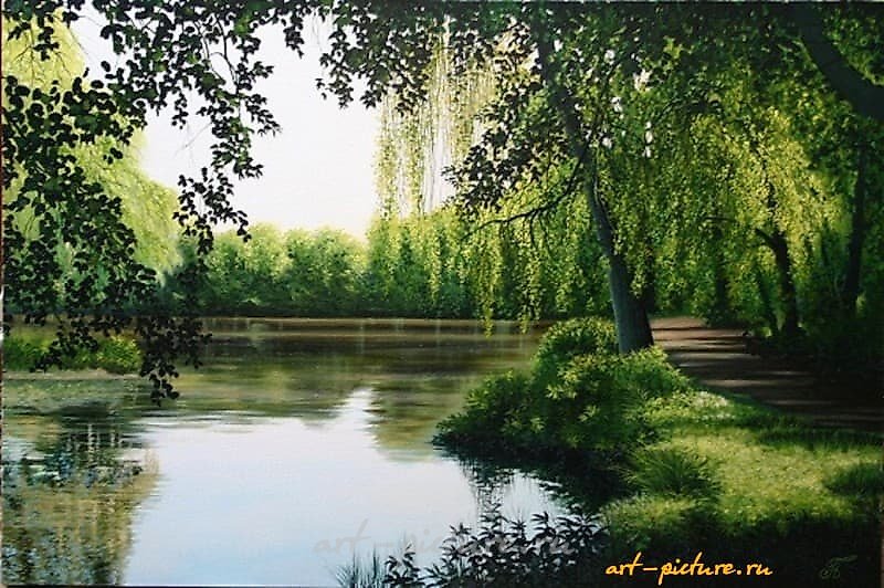 "Summer noon, oil on canvas."