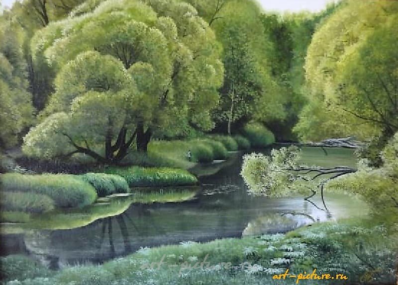 "Landscape with Fisherman Oil, canvas"