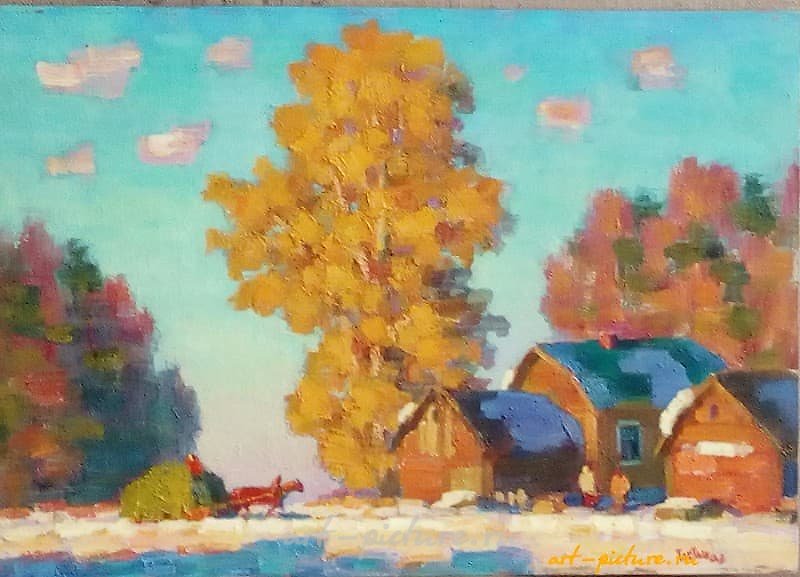 Окраина деревни Холст, масло 