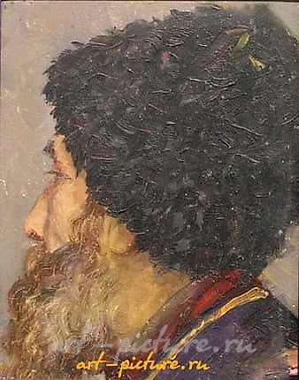 Казак. Картон, масло. 22,5 x 28,5 см.